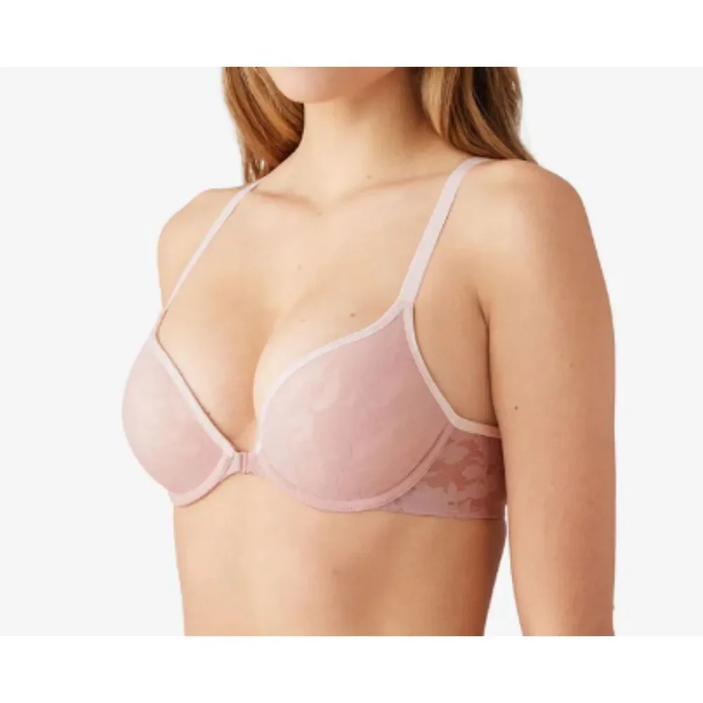 Wacoal Front Close Push Up Bra Racerback Blush Floral Stretch Lace 34D